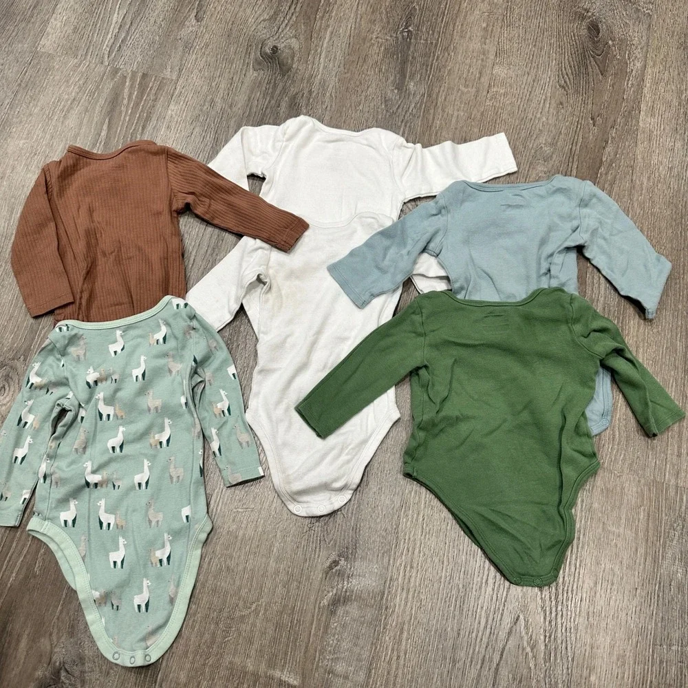 Baby Long Sleeve Bodysuit Bundle 6-9M HM Cloud Island Carter's Llama Ribbed‎ 5pc